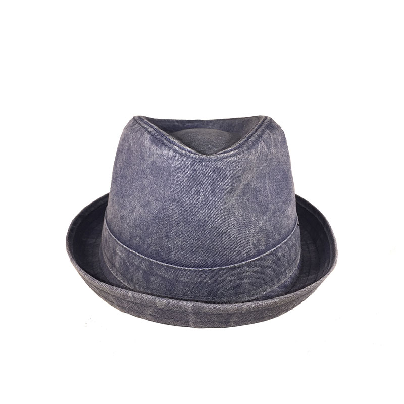MIRMARU Mens Denim Washed Cotton Casual Vintage Style Pork Pie Fedora Sun Hat